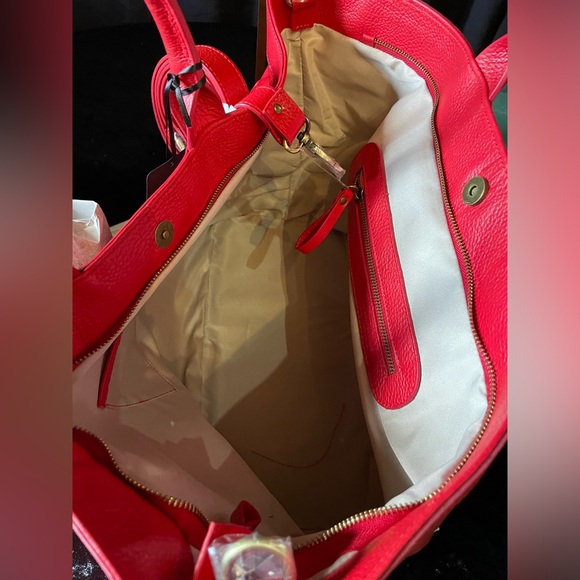 IO PELLE NWT Made In Italy RED Leather Skull Embossed Skull Tote - Picture 9 of 17